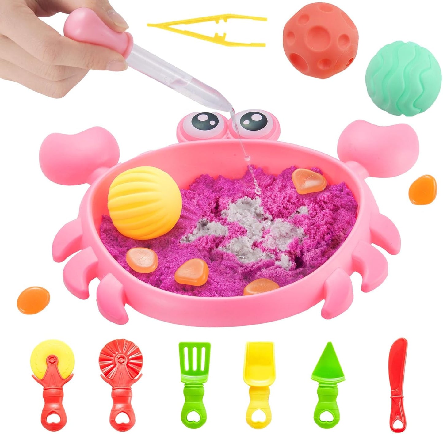 Carolart Pet Sensory bin,Dog and Cat Sandbox for Kids,Kids Play Sand Kit,Pet Play Set with Sensory Sand,Pet Care Play Set,Role Pretend Play Beach Toy Birthday Gift for Girls Boys 3 4 5 6 Years Old