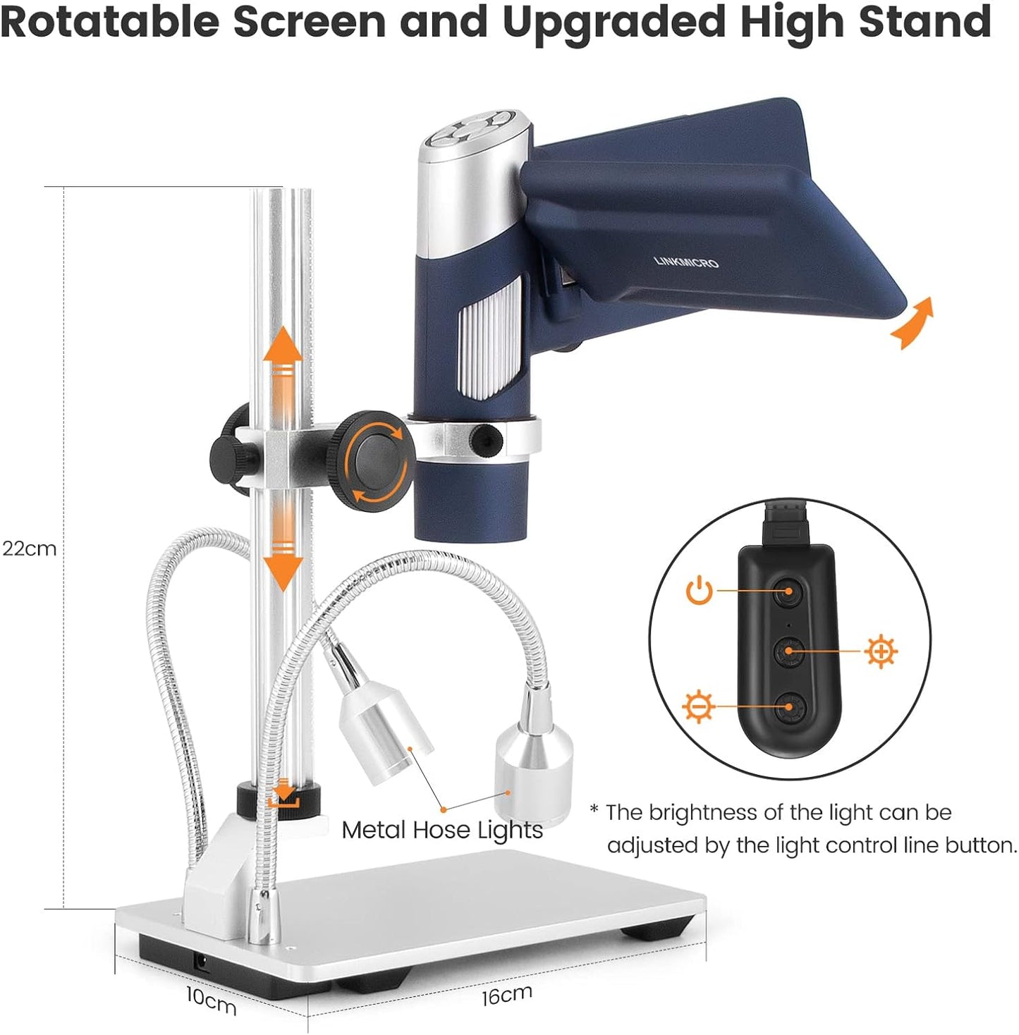 LM203 Digital Microscope Handheld with 4" Screen, Portable Microscope Camera for Adults, 200X USB Coin Magnifier with 8 LED Lights, Microscope Kit for Kids 8-12, 1080P Photo Video, 32G