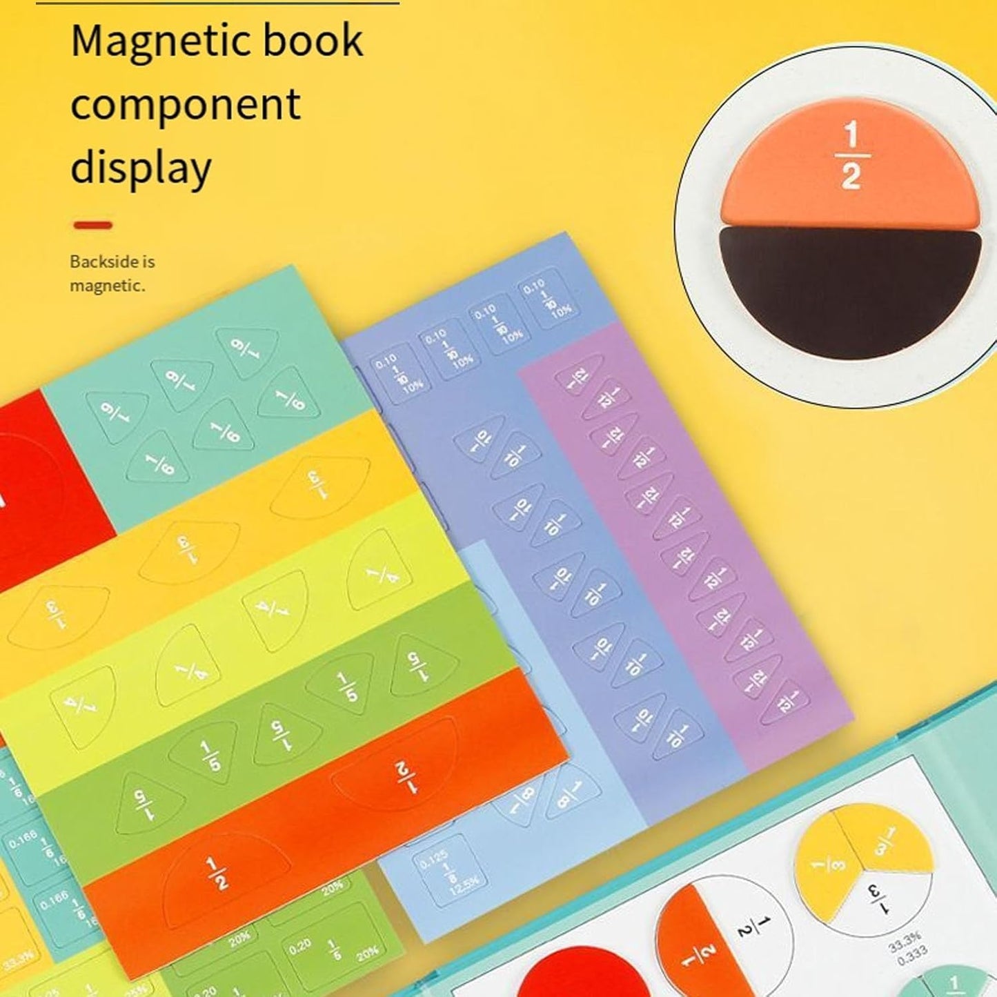 Magnetic Fraction Demonstration Book, Magnetic Fraction Tiles for Math Learning