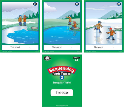 Super Duper Publications | Sequencing Regular and Irregular Verb Tenses Set 2 Fun Deck | Communication and Early Reader Skills Flash Cards | Educational Learning Materials for Children