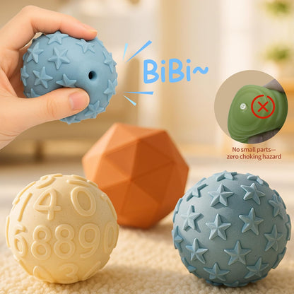 Soft Spiky Sensory Balls & Stacking Cups Set, Textured Geometric Baby Balls, Castle Nesting Blocks, Teether & Bath Toys, Montessori Gifts for Babies 6-12 Months Toddlers 1-3