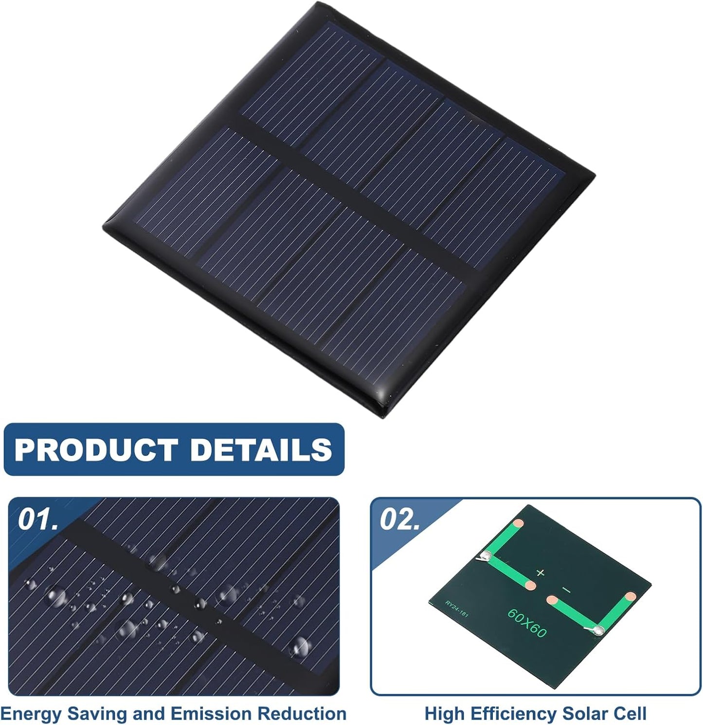 MECCANIXITY 8PCS 1.5V 0.09W 0.06A Mini Solar Panels for Solar Power, Small Solar Photovoltaic Cells Charge DIY Electric Toy Materials Solar System Kits, 1.18" x 1.18"