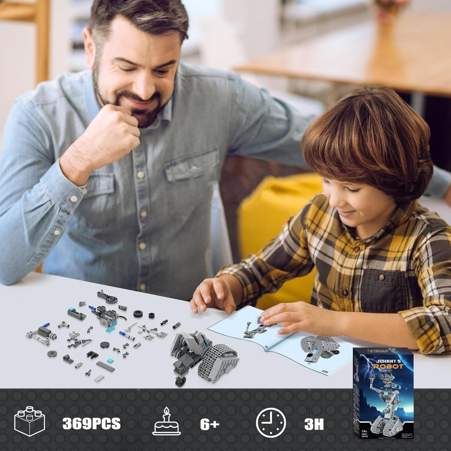Johnny 5 Robot Building Toys,Movie Short Open Circuit Figures Robot Model Building Kit,Decoration Building Bricks Set for Adults Children(368 PCS)