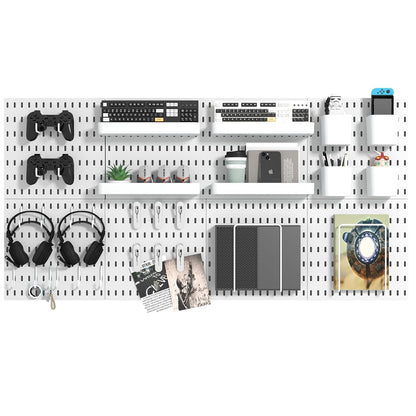 Pegboard Combination Kit, 8 Peg Boards and 30 Accessories Modular Hanging Black Pegboard for Walls, Office Wall Organizer, Keys Holder on Wall, Nursery Storage, 44"x22" Black