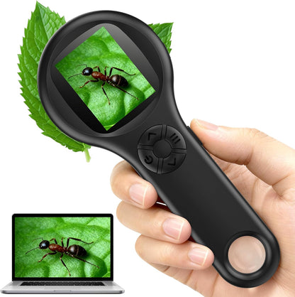 Microscope for Kids - Mini Pocket Digital Kids Microscope, Portable Handheld USB 500X Magnifying Glass, 4X Zoom, Christmas Birthday Gifts for Boys Girls Aged 3-12