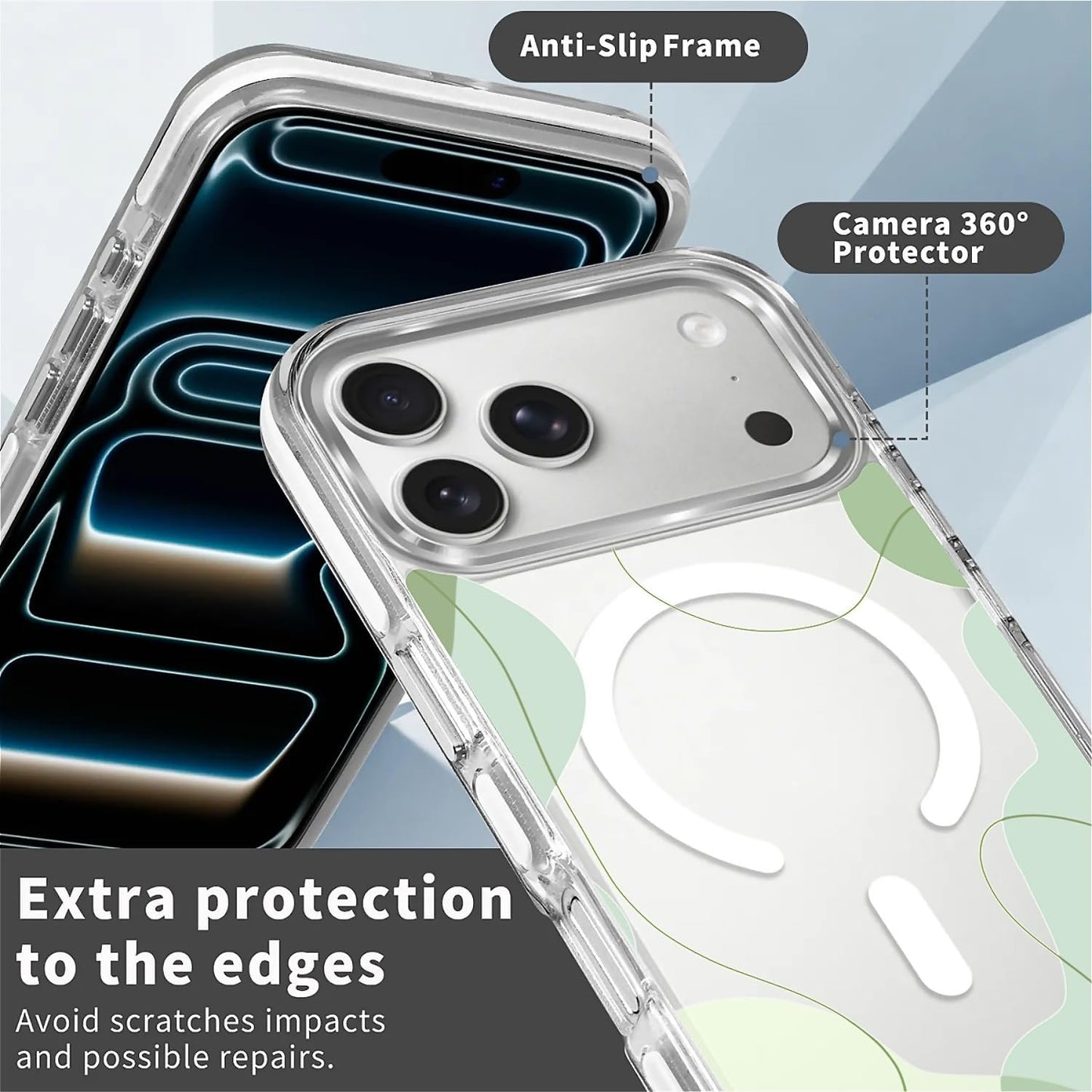 for iPhone 17 Pro Max Case [Compatible with Magsafe],Girls Women Clear Magnetic Case Silicone Shockproof Protective Cover with Pattern Colorful Motivational Letters