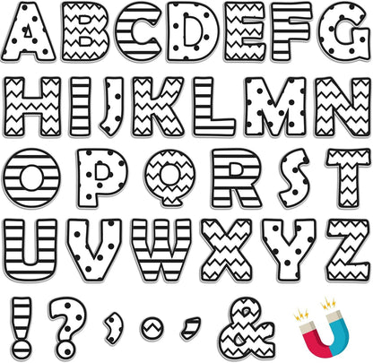 Qyeahkj 103 Pcs Glitter Silver Magnetic Letters - 2'' Alphabet Letters Kit for Classroom, Whiteboard, Fridge, Teachers & Preschool Learning