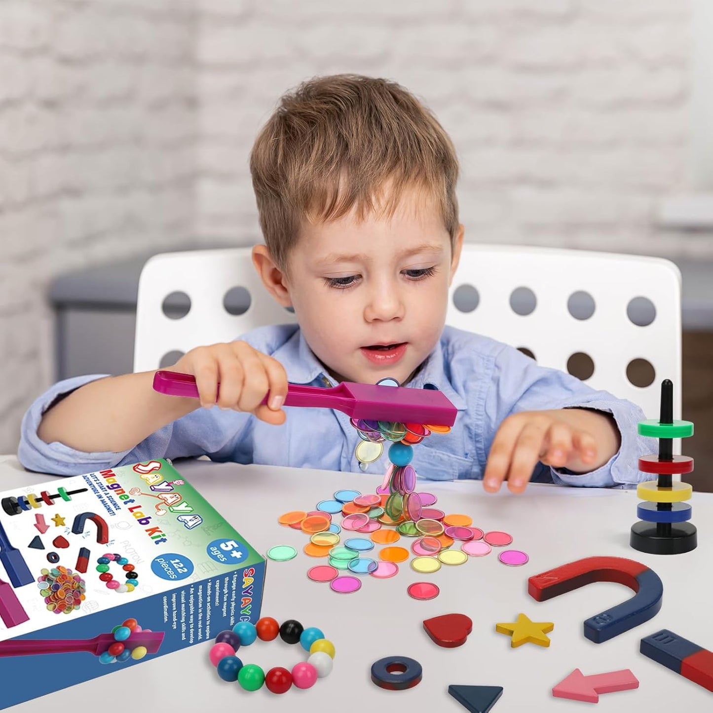 SAYAYA 228 PCS Magnetic Science Kit for Kids - Magnetic Balls, Bingo Wands with Chips, STEM Learning Set Magnet Toys for Classroom, Back to School Supplies, Educational Activities Gift for Boys Girls