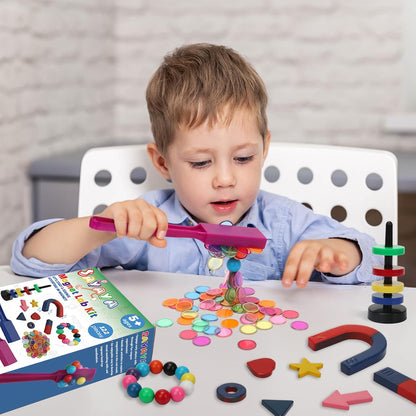 SAYAYA 228 PCS Magnetic Science Kit for Kids - Magnetic Balls, Bingo Wands with Chips, STEM Learning Set Magnet Toys for Classroom, Back to School Supplies, Educational Activities Gift for Boys Girls