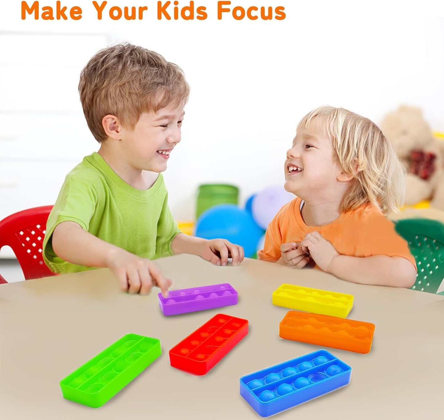 Ten Frame Pop Board, Fidget Toys for Classroom, Quiet Sensory Toys Bubble Poppers, Pop for Counting Math, Focus Tools for Kids, Montessori Educational Toy Gift for Kindergarten (Set of 6)