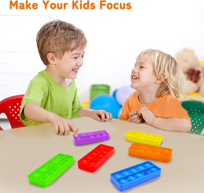 Ten Frame Pop Board, Fidget Toys for Classroom, Quiet Sensory Toys Bubble Poppers, Pop for Counting Math, Focus Tools for Kids, Montessori Educational Toy Gift for Kindergarten (Set of 6)