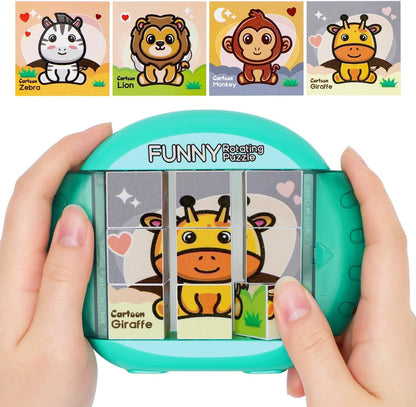 Rotating Puzzle for Kids 3 4 5 6 7 8 Year Old, 4 Puzzles in 1, Toddlers Travel, Car, Airplane, Road Trip Activities, Fine Motor Skills, Fidget, Gift for Boys & Girls Ages 3+ (Dinosaur)