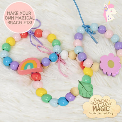 Story Magic Wooden ABC Beads by Horizon Group USA, Premium Wood Jewelry Making Kit, Makes 10+ Pieces of Jewelry, Over 350 Wooden Beads & Charms