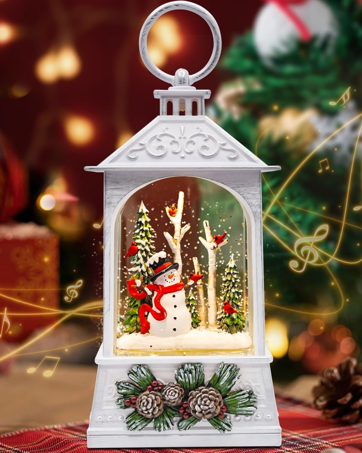Extra Large Christmas Snow Globes Christmas Lantern, 12.99" Musical Snow Globe with 8 Songs, Santa Snowglobe for Kids Adults, 6H Timer Dual Power, Lighted Christmas Decorations Indoor Gifts