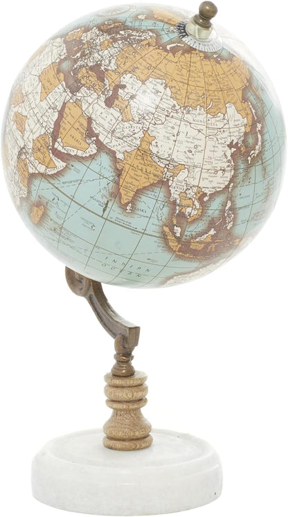 Deco 79 Marble Globe with Marble Base, 7" x 7" x 11", Teal