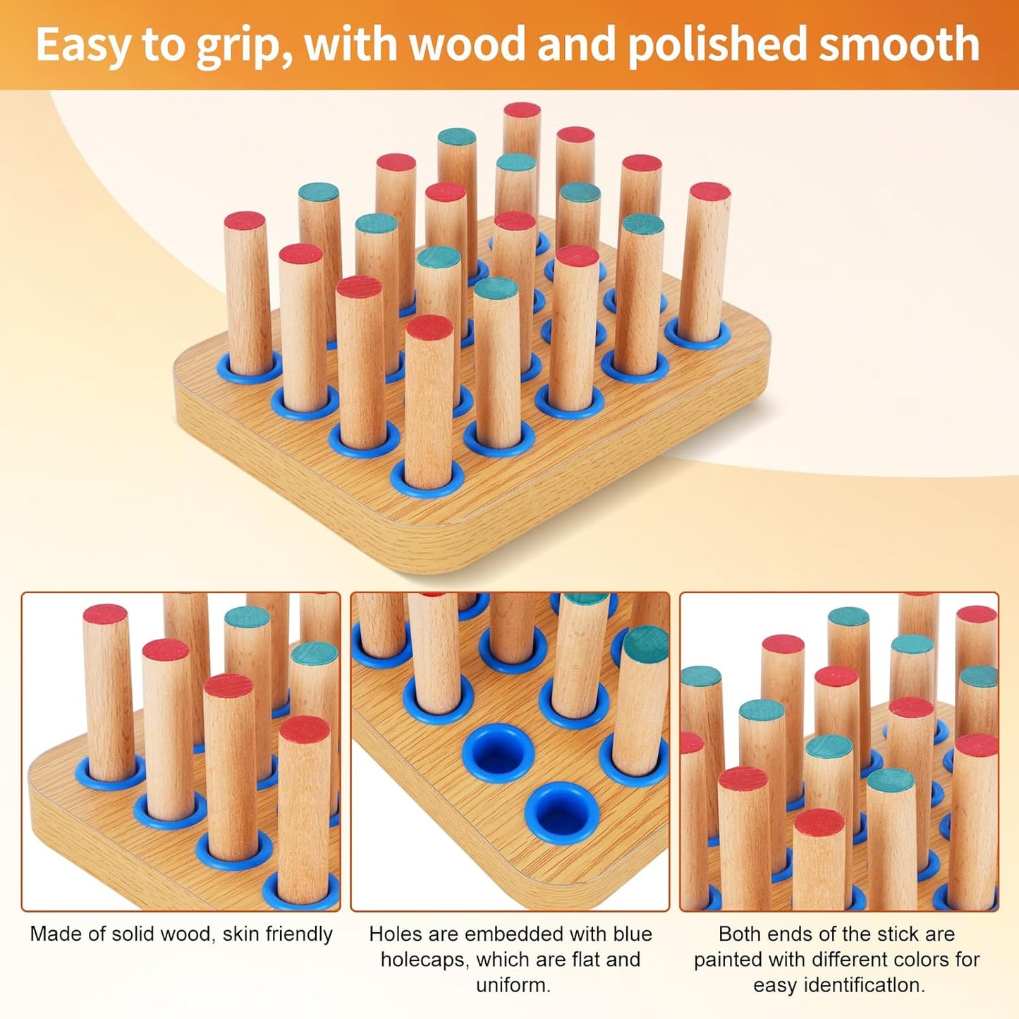 Wooden Pegboard for Occupational Therapy, Occupational Therapy Tools, Peg Board, Hand Therapy Equipment Hand Therapy Peg Board to Improve Finger Dexterity