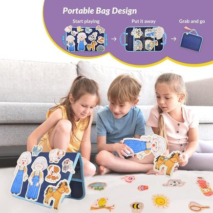 CHEFAN Felt/Flannel Board Story Set of 4, PRECUT Felt Pieces for Preschool Toddlers Circle Time,We are Going On A Bear Hunt, Mary Had A Little Lamb, Little Bo-Peep, Little Boy Blue