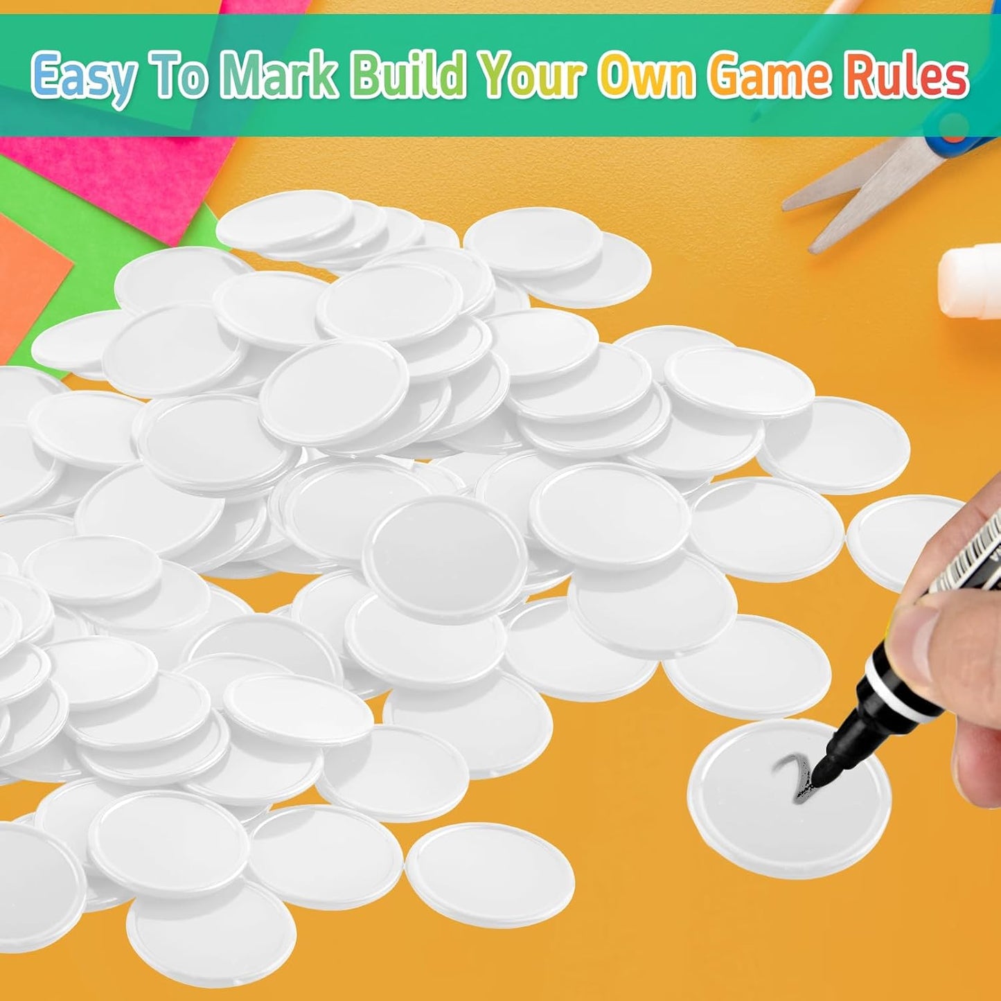 Coopay 1000 Pieces 1 Inch Bingo Chips Bulk, 10 Colors Bingo Markers for Math Practice, Plastic Learning Counters Disks Counting Discs, Poker Chips Game Tokens Kids Reward