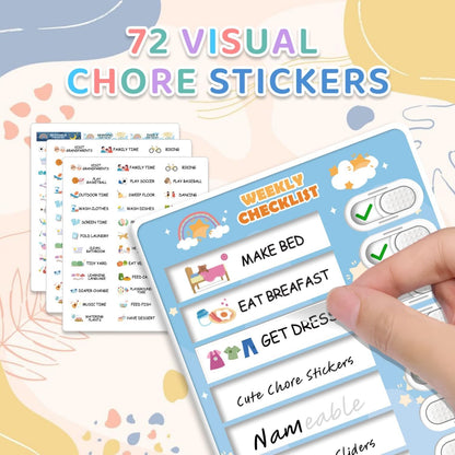 Upgraded Slider 3 in 1 Bedtime/Morning/Daily Routine Chart for Kids, Magnetic Chore Chart for Kids, Visual Schedule for Kids Toddlers Schedule Board for Home