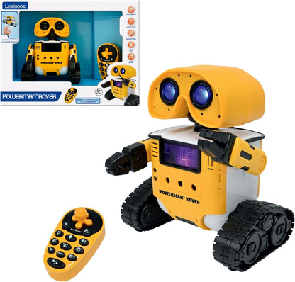 LEXiBOOK Powerman Max - Remote Control Walking Talking Toy Robot STEM Programmable Dances Sings Telling 10,000 Stories 300+ Learning Quiz Shooting Discs and Voice Repeat for Kids 4+ - ROB80EN, White