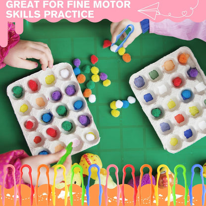 Chunful 24 Pcs Plastic Tweezers for Kid Fine Motor Toys Easy Grip Toddler Tweezers Jumbo for Craft DIY Jewelry Making Beading Family School (Green, Pink, Red, Blue, Yellow, Orange)