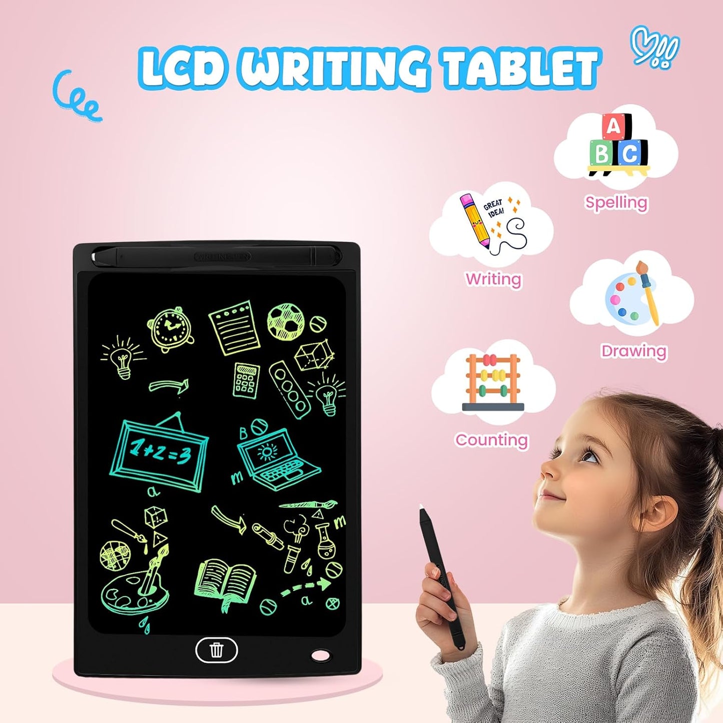 20 Pack LCD Writing Tablet for Kids - Erasable and Reusable Toddler Doodle Board in 8.5 inch, Ideal Drawing Pad for Learning Toy for Ages 3-8, Gift for Girls Boys (20 Pack)