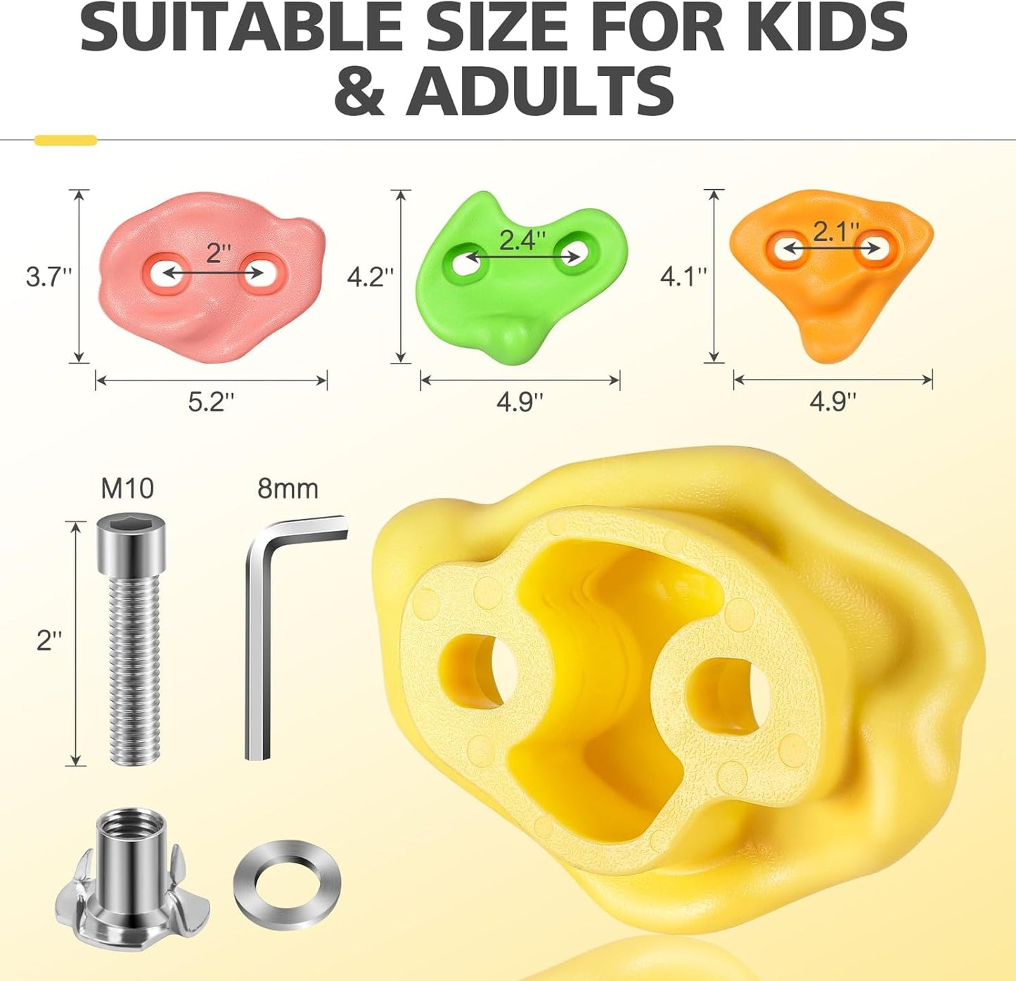 TOPNEW 12PCS Climbing Holds for Kids, Rock Wall Climbing Kit with Hardware for Indoor and Outdoor Climbing Wall, Pastel Color