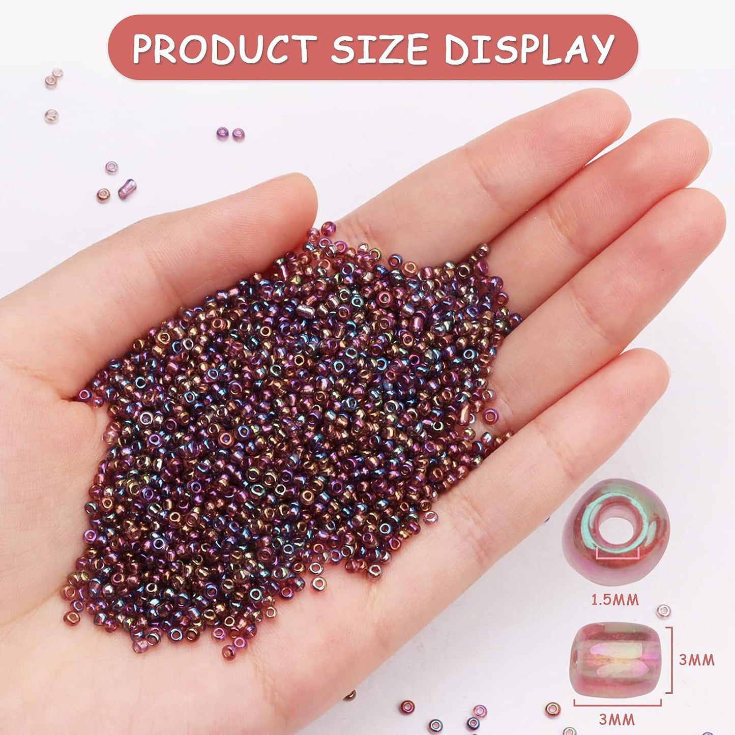 10100 Pcs Size 11/0 Glass Seed Beads, 2 mm Dark Green Small Mini Spacer Loose Pony Beads for Jewelry Making and DIY Crafts - Colors A