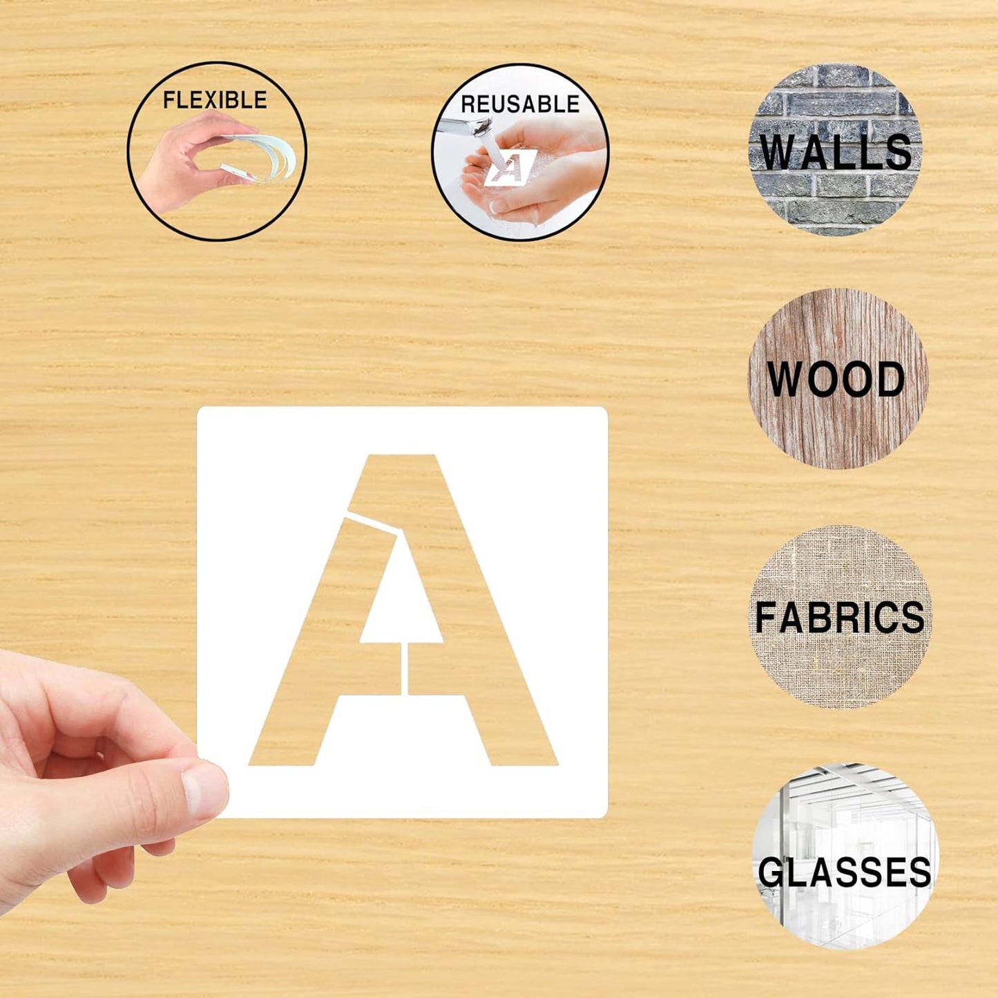 36PCS Letter Stencils 1 inch Reusable Plastic, Small Alphabet and Number Stencils for Painting on Wood, Wall, Fabric, Tracing, Rock, Chalkboard, Signage