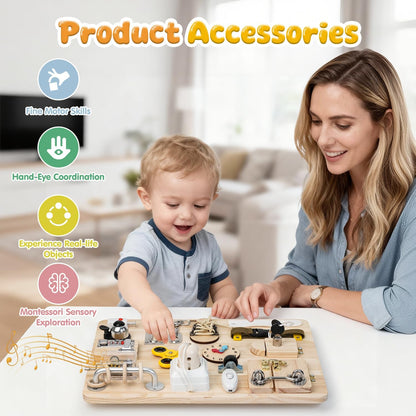 Busy Board for Toddlers 1 2 3 4 Year Old - Large Montessori Sensory Toys, Wooden Fidget Activity Board for Boys and Girls, Motor Skills Gifts for ADHD & Autistic Children Kids