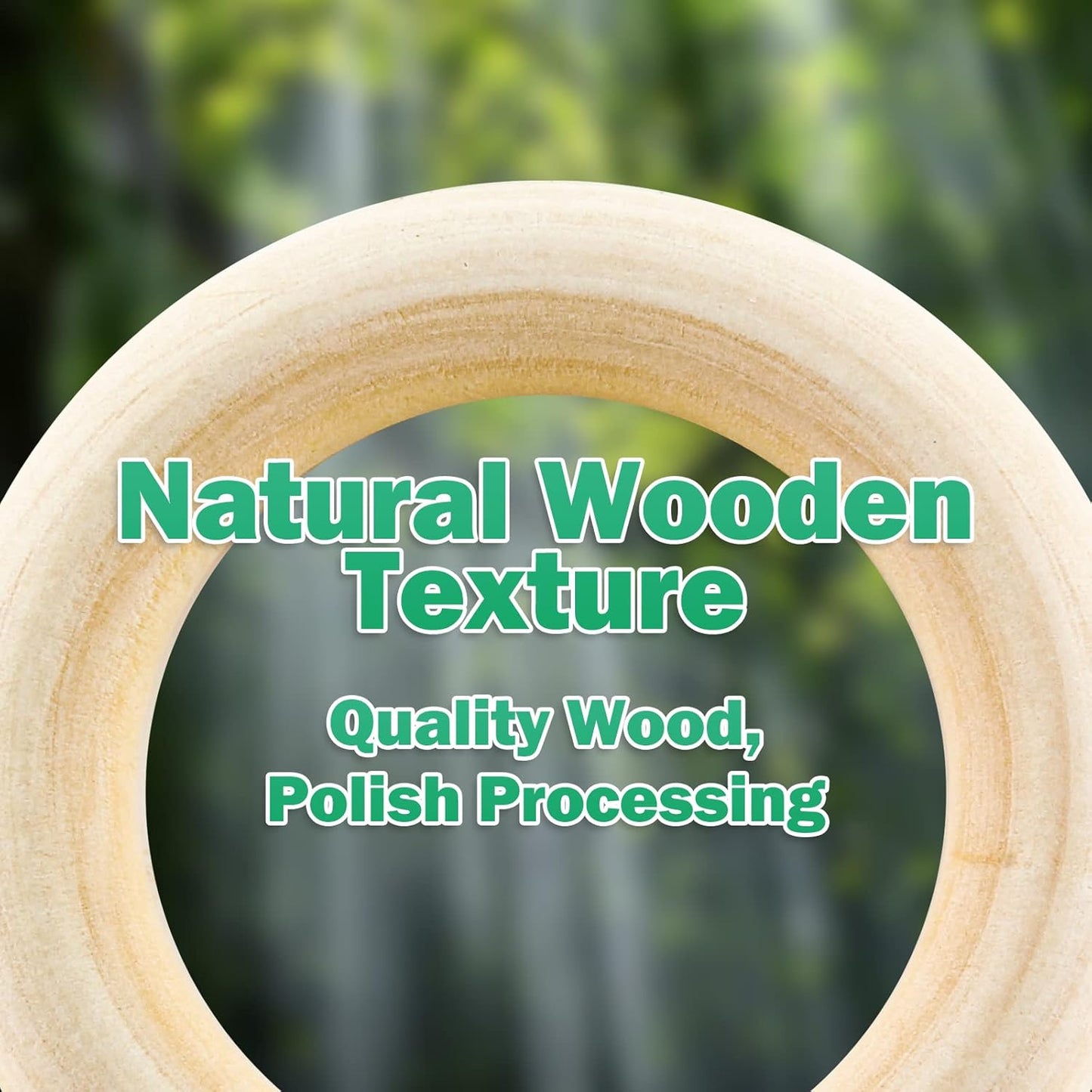 100pcs 5 Sizes Natural Wood Rings, Unfinished Solid Wooden Hoops, Smooth Wooden Rings for Craft, Jewelry Making, DIY Pendant Connectors (Assorted Sizes)