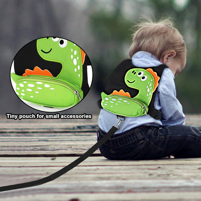 3 in 1 Toddler Harness Leash + Baby Anti Lost Wrist Link, Accmor Cute Dinosaur Child Safety Harness Tether, Kids Walking Wristband Assistant Strap Belt for Parent Boys Outdoor Activity (Black)