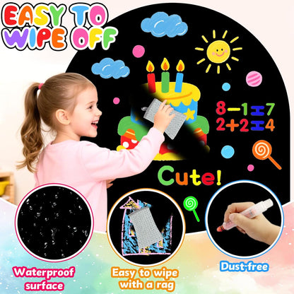 8 PCS Magnetic Wall Decals for Kids Magnetic Chalkboard Peel and Stick Magnet Sheets Board Sticker Tangram Puzzle Self Adhesive Contact Paper Dry Erase Blackboard for Playroom Homeschool 15.7"x10.4"