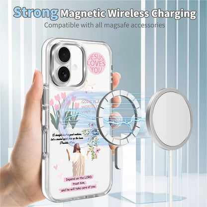 for iPhone 17 Pro Max Case [Compatible with Magsafe],Girls Women Clear Magnetic Case Silicone Shockproof Protective Cover with Pattern Colorful Motivational Letters