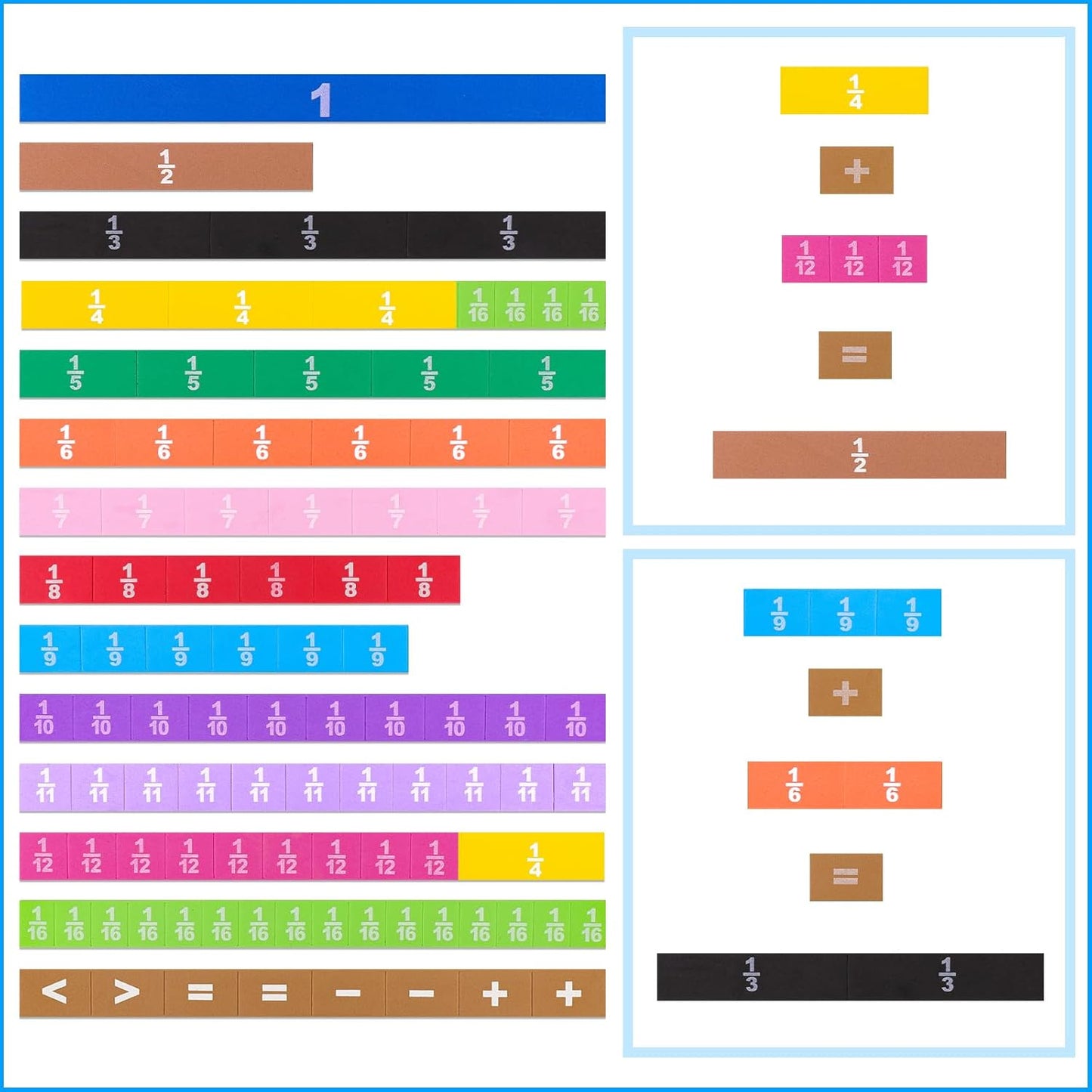 Meetory 134 Pcs Magnetic Fraction Tiles & Fraction Circles - Math Manipulatives for Preschool Elementary School Educational Resources Classroom Educational Kit