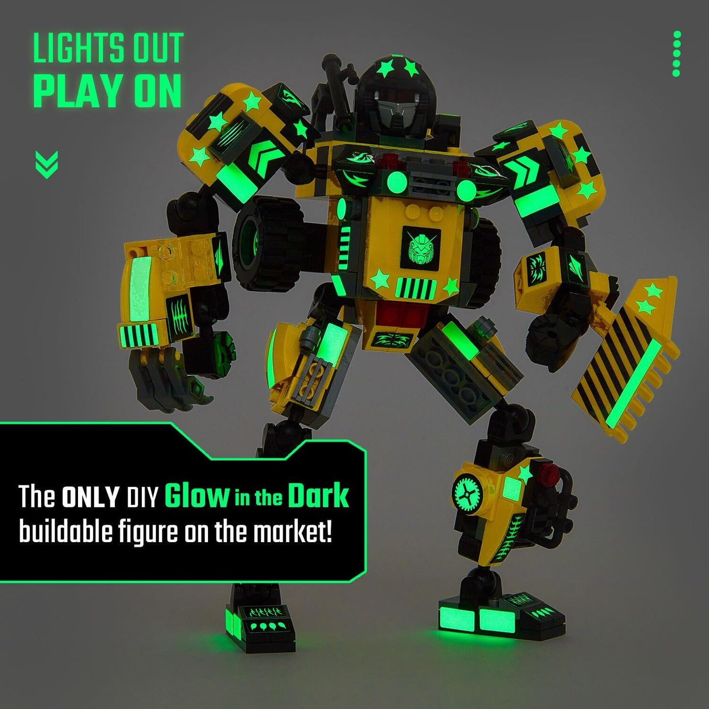 JITTERYGIT Robot Army Buildable Mech Soldier Glow in The Dark Gift Toy Set, Helicopter Military Creative STEM Project, Dinosaur Building Bricks Kit for Kids Ages 6-11 Years Old