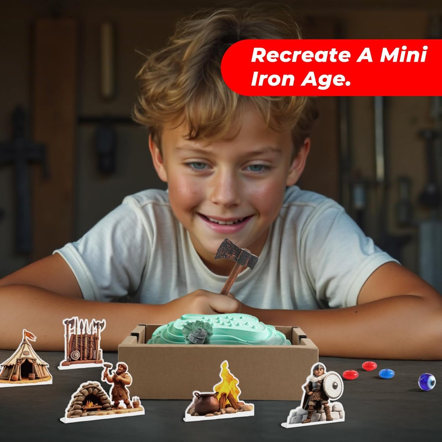 EDUMAN Stone Ages Fossil Dig Kit for Kids, Dig it Up Ancient Creatures Kit, Archaeology Kits with Mining Kit Tools, Educational Toys & Stem Toys for Kids Age 6 for Boys Girls