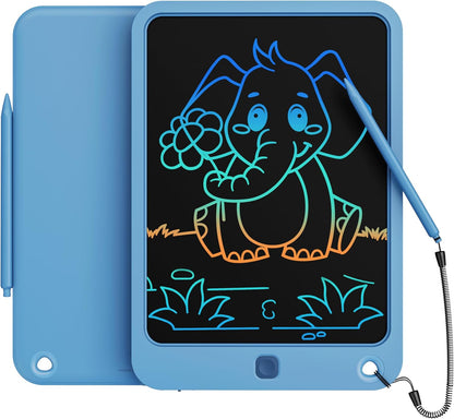 LCD Writing Tablet 10 Inch, Toys for 3 4 5 6 7 8 9 10 Year Old Boys Girls, Colorful Doodle Board Drawing Tablet, Gift for Boys Toddlers Age 3-12 Years, Memo Board, Drawing Pads with Lanyard(Blue)