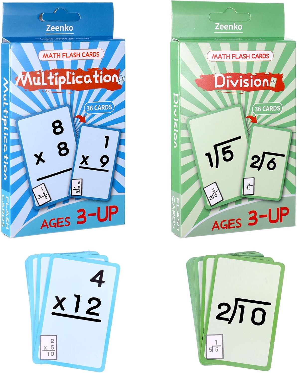 72 Pcs Math Flash Cards, Multiplication and Division Flash Cards for Studying, Math Manipulatives for Kindergarten Elementary Homeschool Classroom, Learning & Education Math Games for Kids Ages 4-12