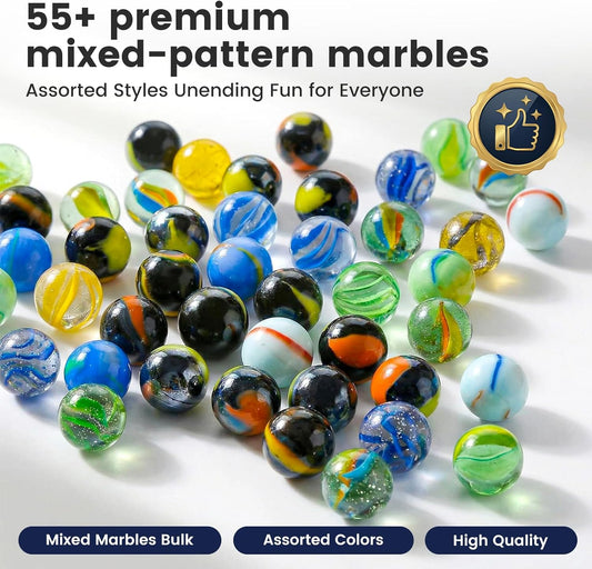 POPLAY Colorful Glass Marbles, 0.6 inch Marbles Bulk for Kids Marble Games,DIY and Home Decoration