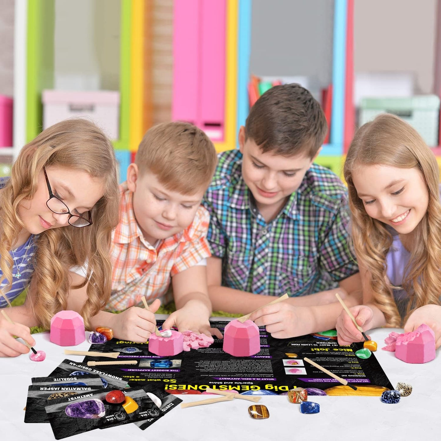 Gamerside Mineral Mining Kit Gem Dig Kit,Rock Dig Kit Dig up 12 Rock & Mineral Collection Gemstones & Crystals Diamond Mining Kit for Kids Gemology Mining Gift Rocks Minerals for Boys Girls