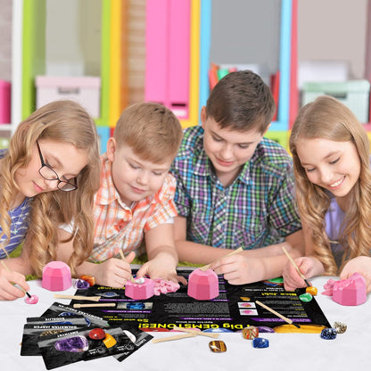 Gamerside Mineral Mining Kit Gem Dig Kit,Rock Dig Kit Dig up 12 Rock & Mineral Collection Gemstones & Crystals Diamond Mining Kit for Kids Gemology Mining Gift Rocks Minerals for Boys Girls