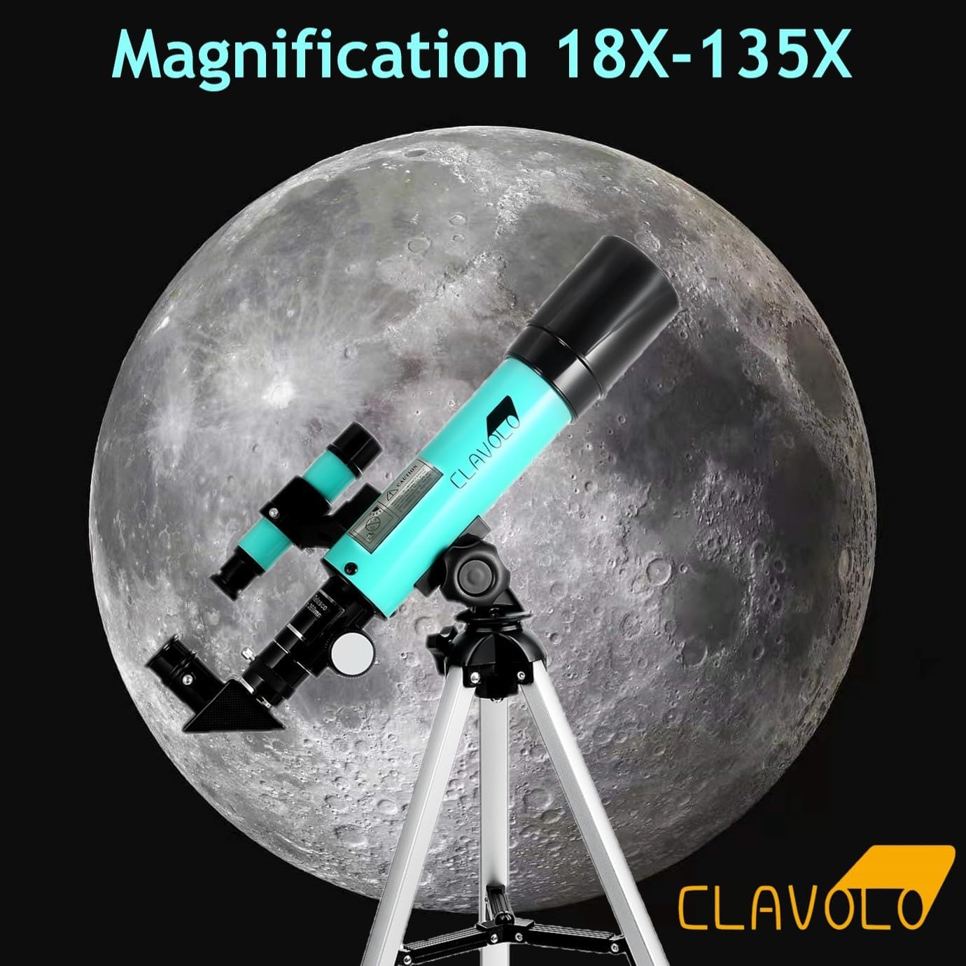 Refractor Telescope with Finder Scope for Kids & Astronomy Beginners, Travel Telescope with 3 Eyepieces Magnification 18X – 135X