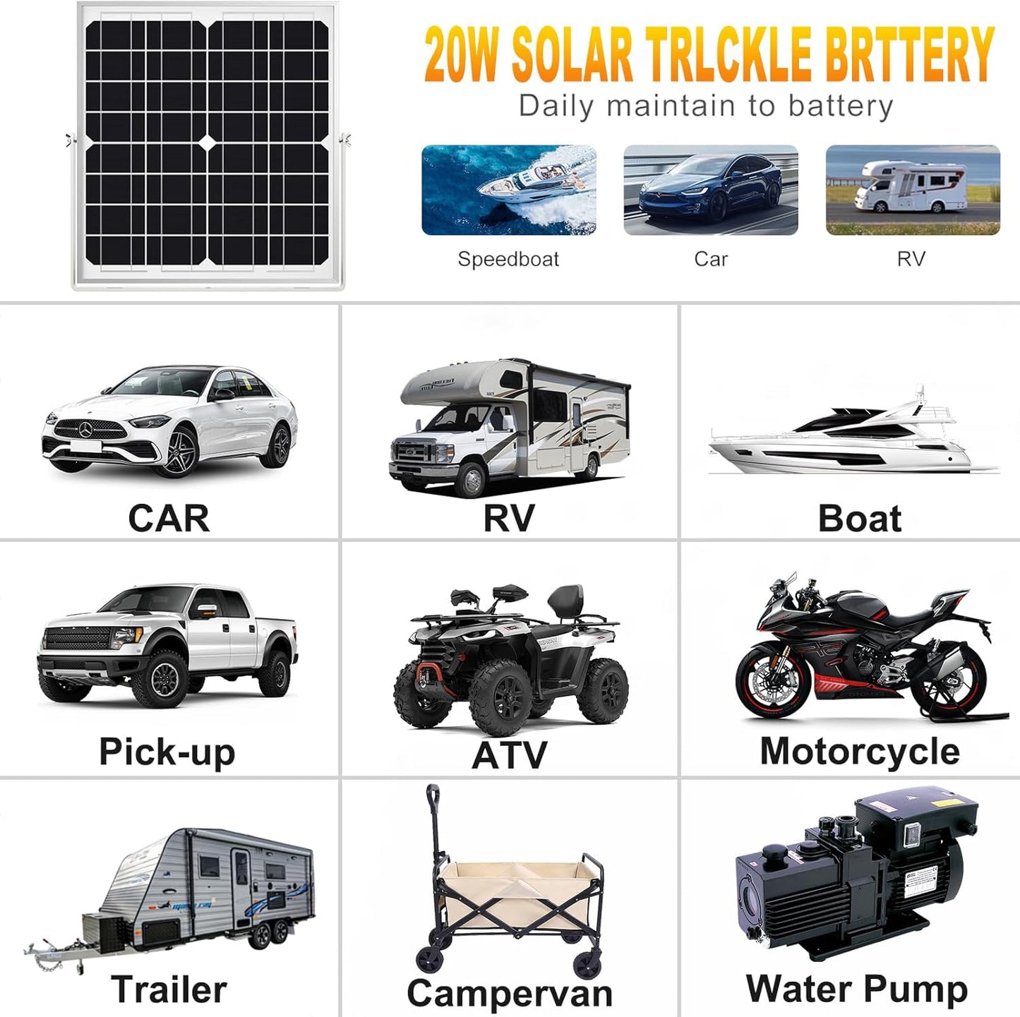 SOLPERK Solar Panel Kit 50W 12V, Waterproof Solar Battery Trickle Charger Maintainer + Waterproof Controller + Adjustable Mount Bracket for Boat Car RV Motorcycle(Without Mounting Bracket)