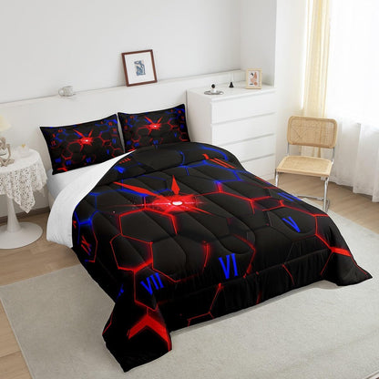 Castle Fairy Drum Kit Comforter Set,Musical Instruments Bedding Set for Kids Girls Women,Adults Rock Music Comforter,Neon Lighting Quilted Duvet Set Bedroom Collection Twin Size 2Pcs