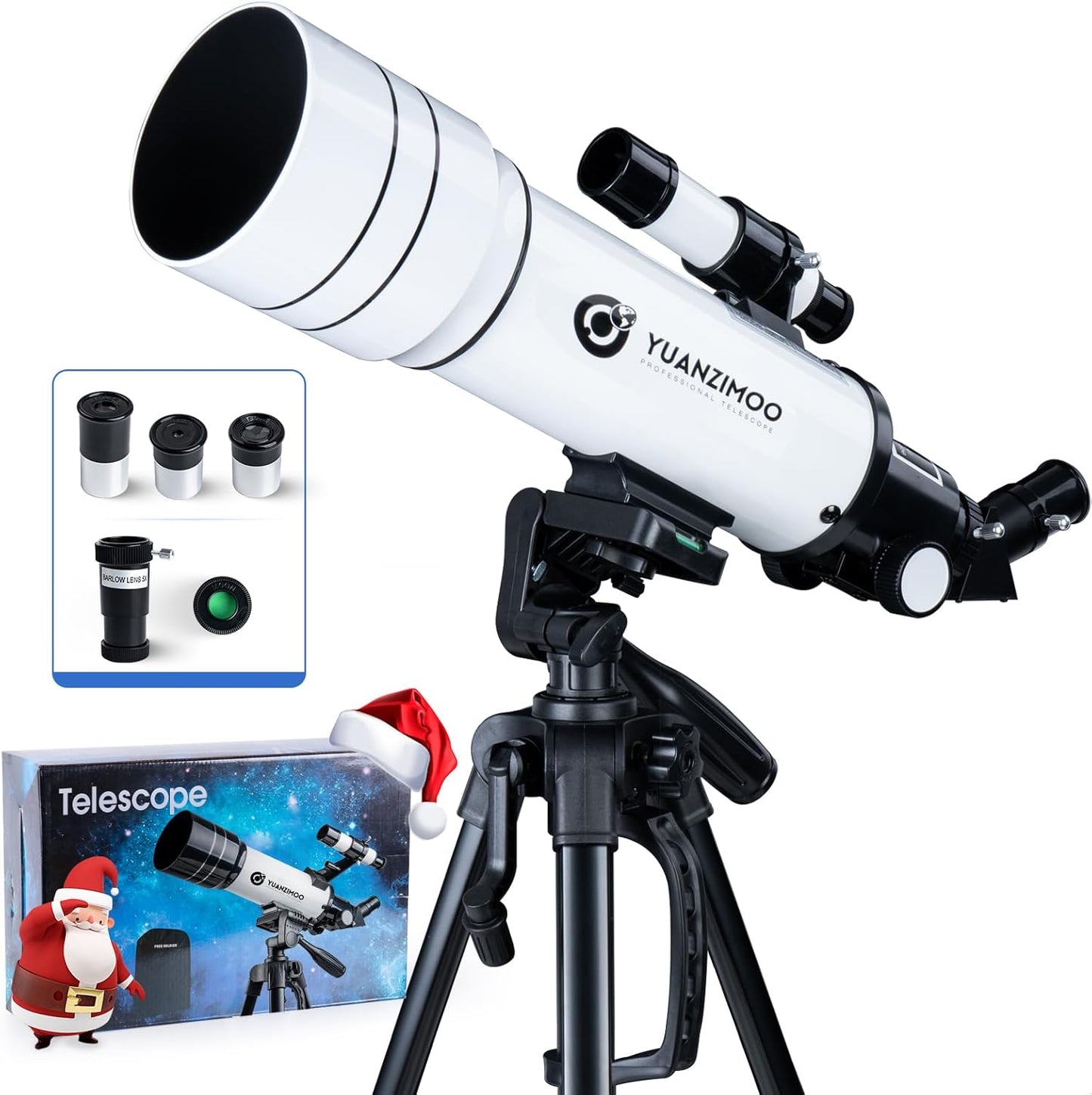 Telescope 70 mm Aperture 400 mm Refractor Astronomical Portable Telescope for Kids Adults Beginners with Tripod Carrying Bag White