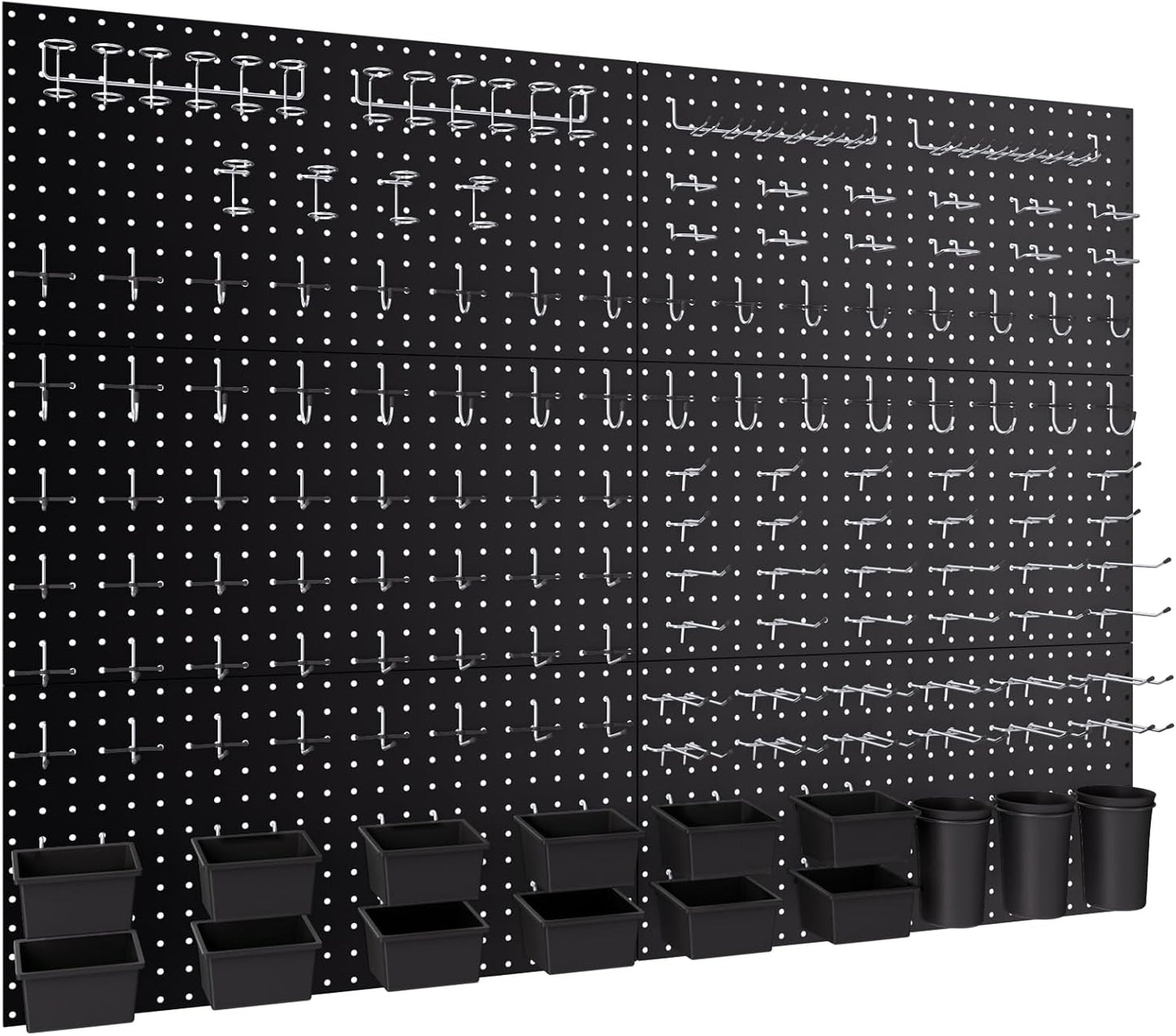 INCLY 158PCS Metal Pegboard Wall Organizer, 48x24 Inch White Pegboard Panels Tool Organizer Kit with Accessories Hooks and Bins, Peg Board Utility Tool Storage for Garage Workbench Shed