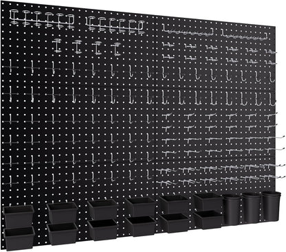 INCLY 158PCS Metal Pegboard Wall Organizer, 48x24 Inch White Pegboard Panels Tool Organizer Kit with Accessories Hooks and Bins, Peg Board Utility Tool Storage for Garage Workbench Shed