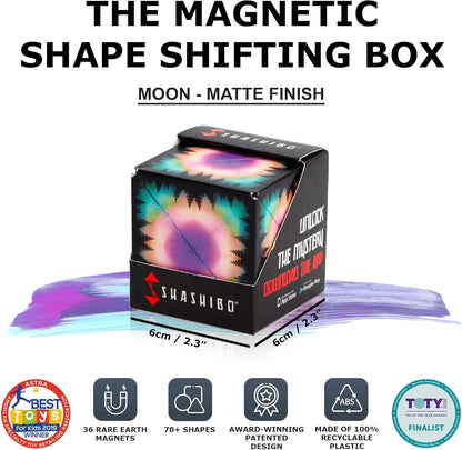 Shashibo Shape Shifting Box - Award-Winning STEM Fidget Toy with Ultra Strong Magnets - Puzzle Cube Transforms Into 100+ Shapes, Perfect Sensory Gift for Kids, Teens, and Adults (Blue Planet)