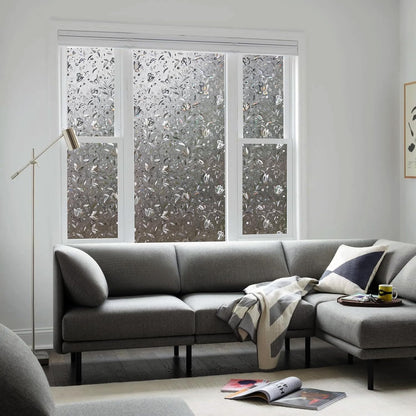 LEMON CLOUD Window Film, Decorative Window Privacy Film, Window Film Privacy Static Cling Frosted, Anti-UV Sun Blocker Heat Control for Home(Grayish Black, 17.5 x 78.7 inches)
